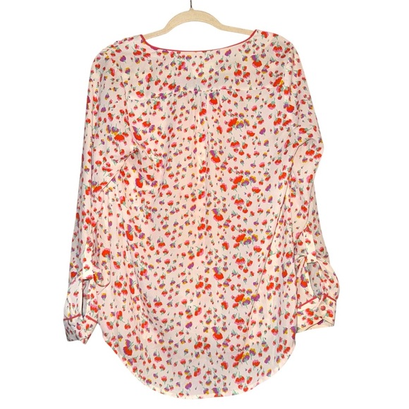 MODCLOTH Podcast Co-Host Floral Blouse Top Falling Blossoms Long Sleeve Medium - Picture 9 of 15